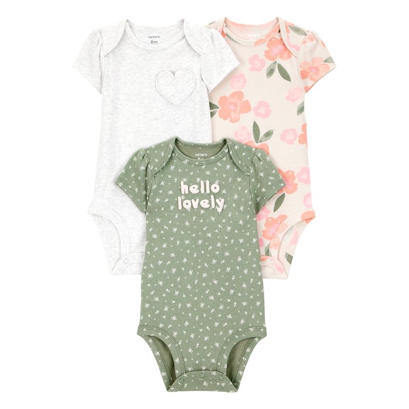 CARTER'S - Body Bebé Niña Pack X3 Carters