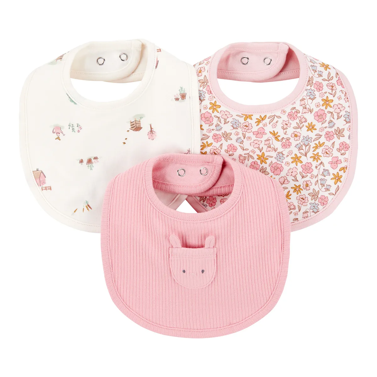 CARTER'S - Babero Pack X3 Bebé Niña Algodón Carters