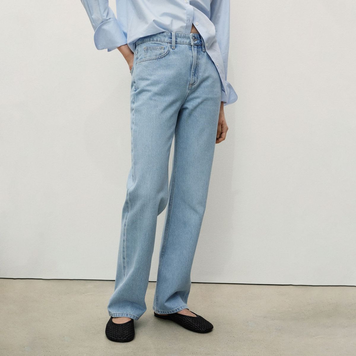 MANGO - Jean Straight Tiro Alto Mujer Mango