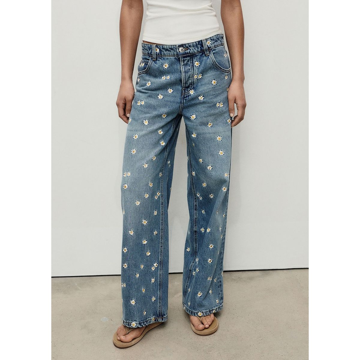 MANGO - Jean Wide Leg Tiro Medio Mujer Mango