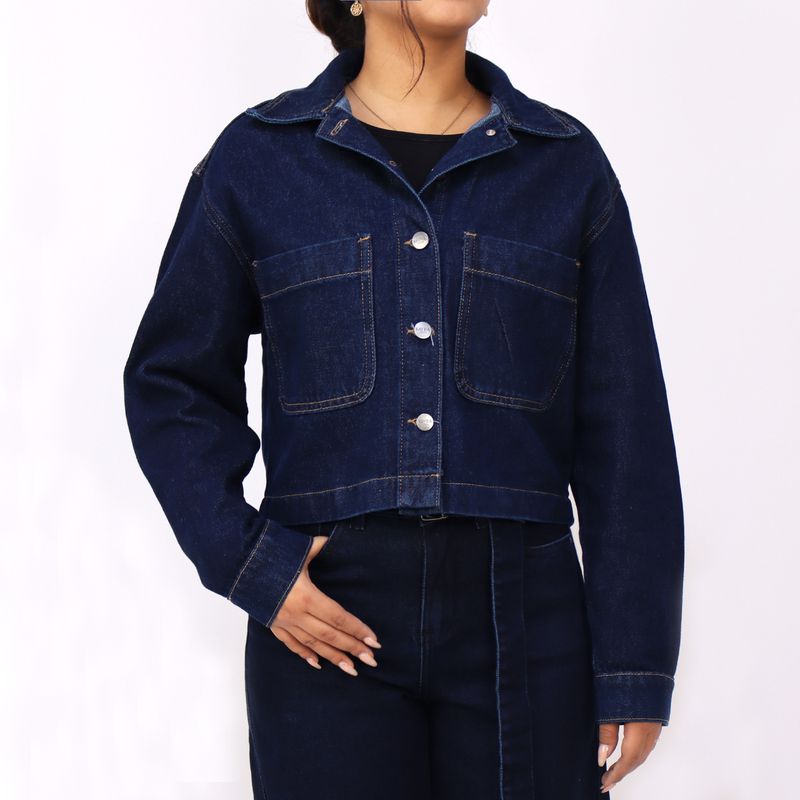 KAYRA POBLET - Chaqueta Mujer Crop Denim
