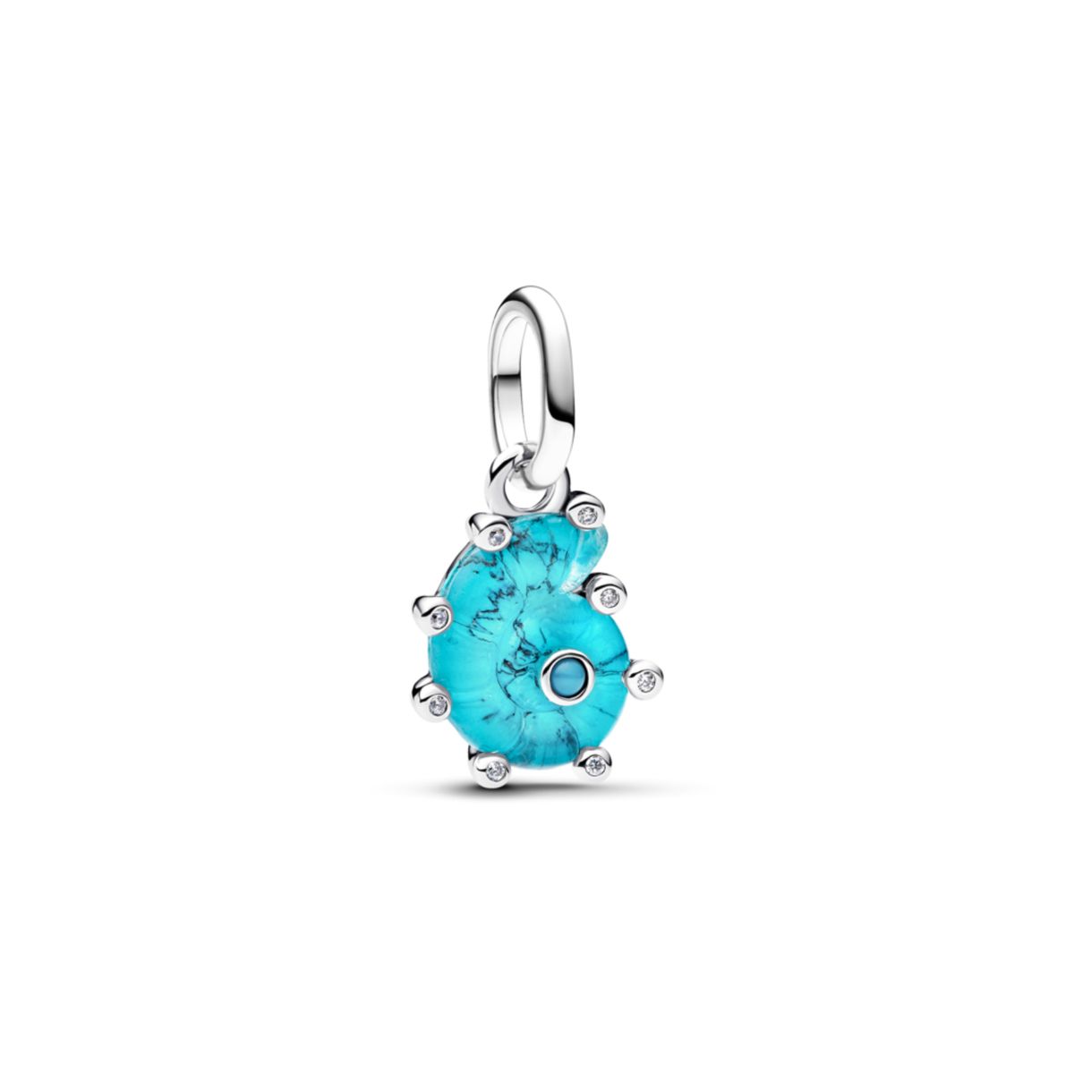 PANDORA - Charm Colgante Caracola De Cristal De Murano Azul