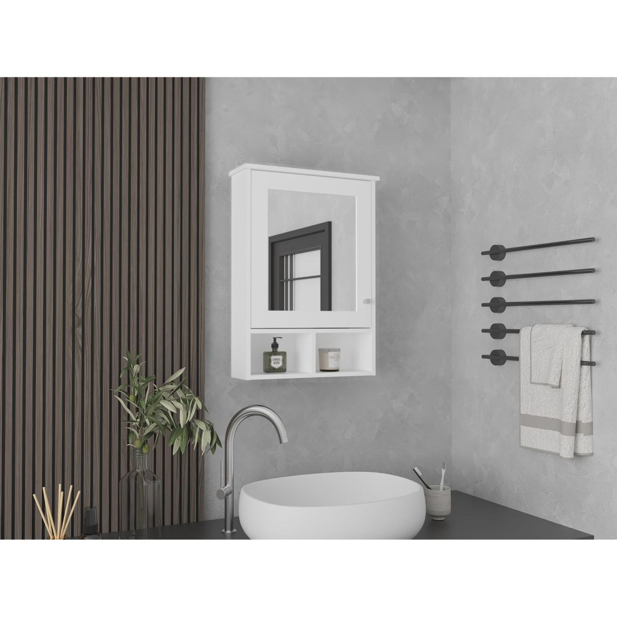 TUHOME - Botiquin Depp Con Espejo Blanco