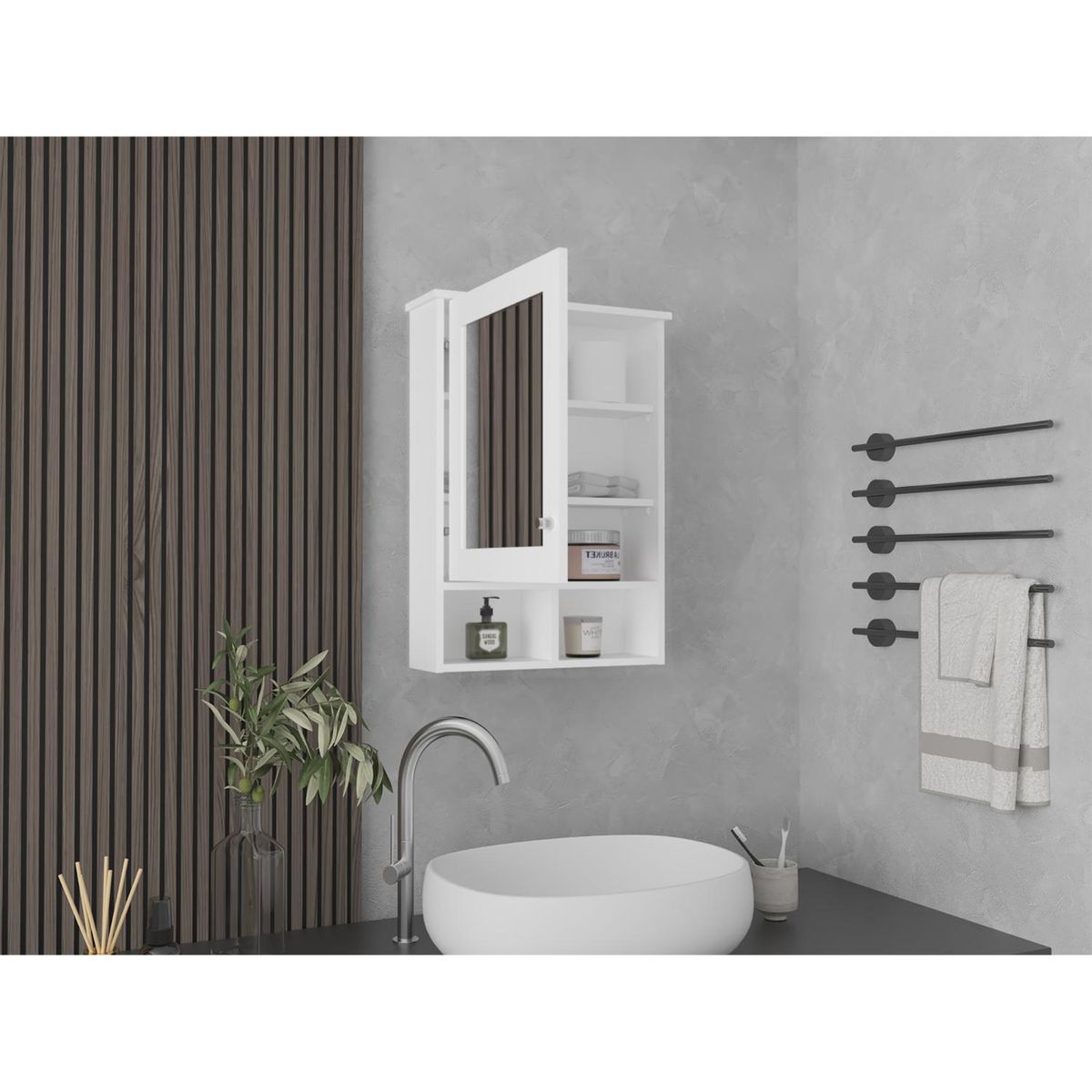 TUHOME - Botiquin Depp Con Espejo Blanco