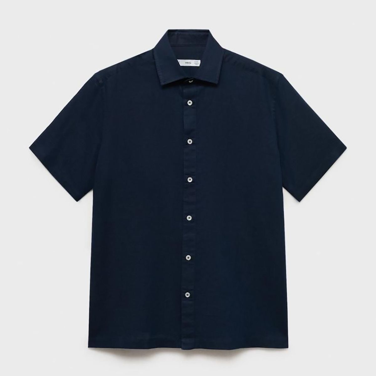 MANGO - Camisa Lino Manga Corta Mango Man