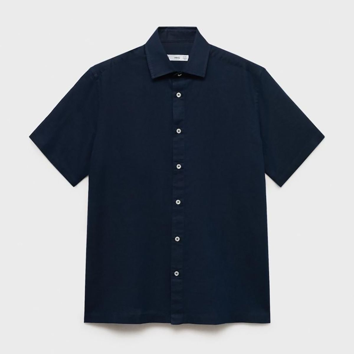 MANGO - Camisa Lino Manga Corta Mango Man