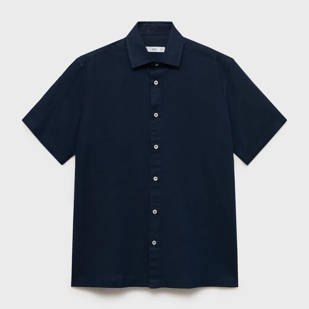 MANGO - Camisa Lino Manga Corta Mango Man