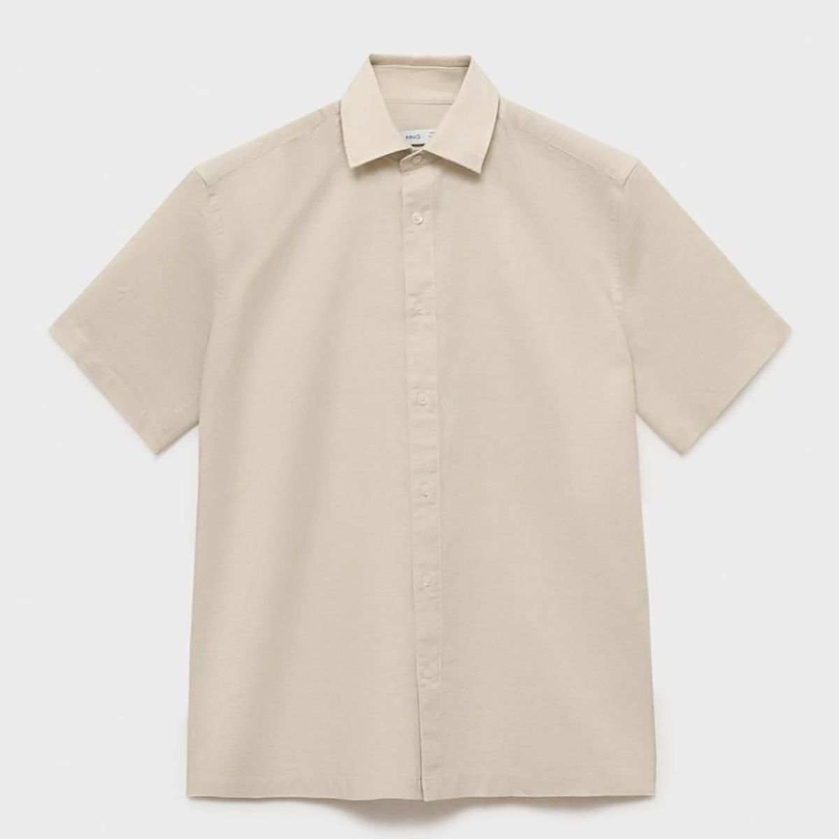 MANGO - Camisa Lino Manga Corta Mango Man