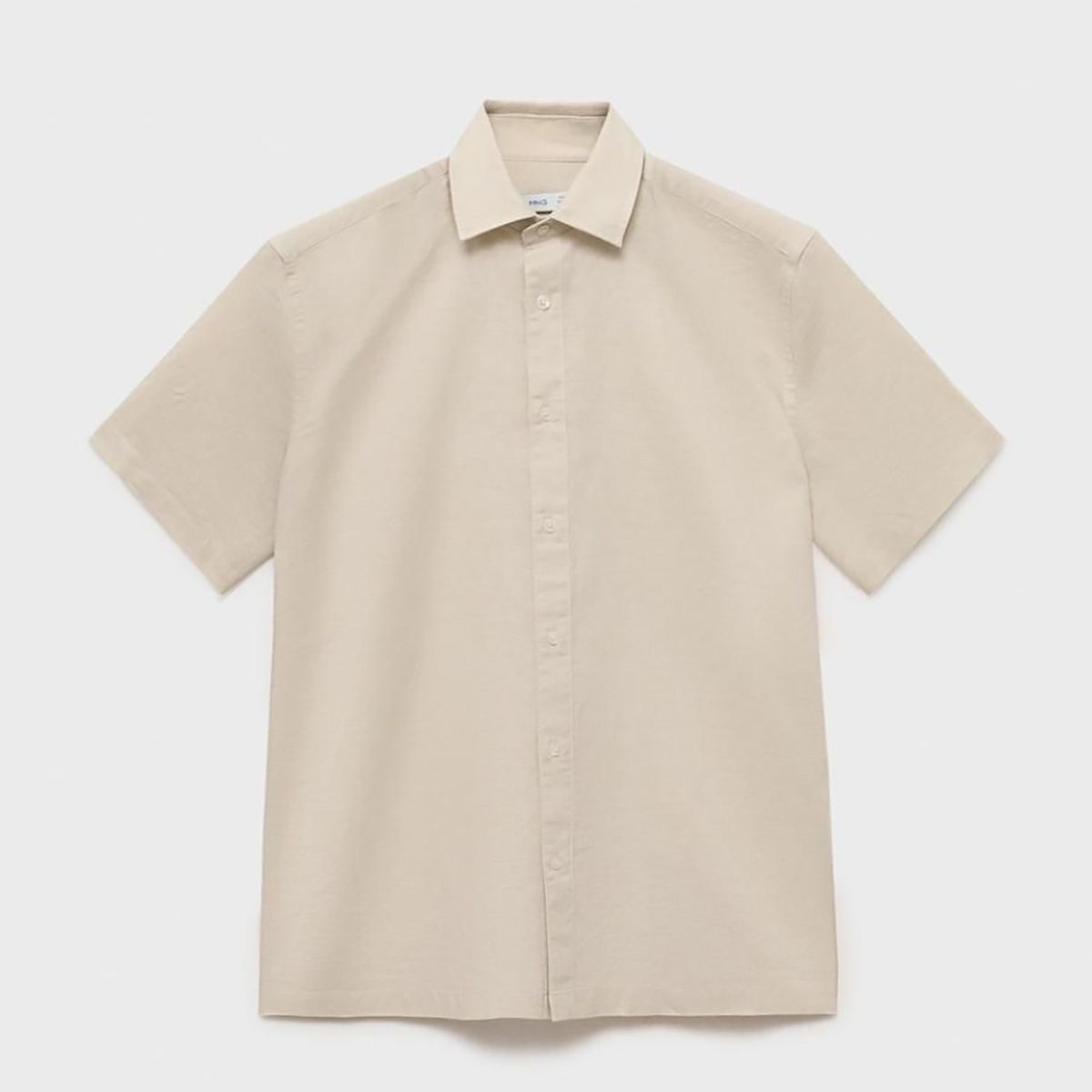 MANGO - Camisa Lino Manga Corta Mango Man