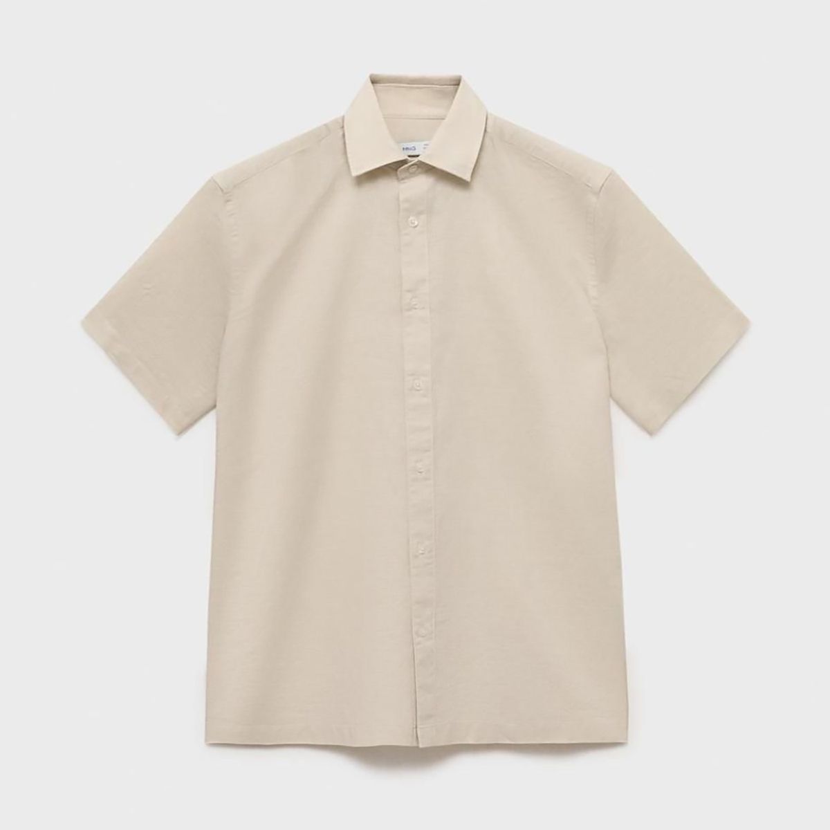 MANGO - Camisa Lino Manga Corta Mango Man