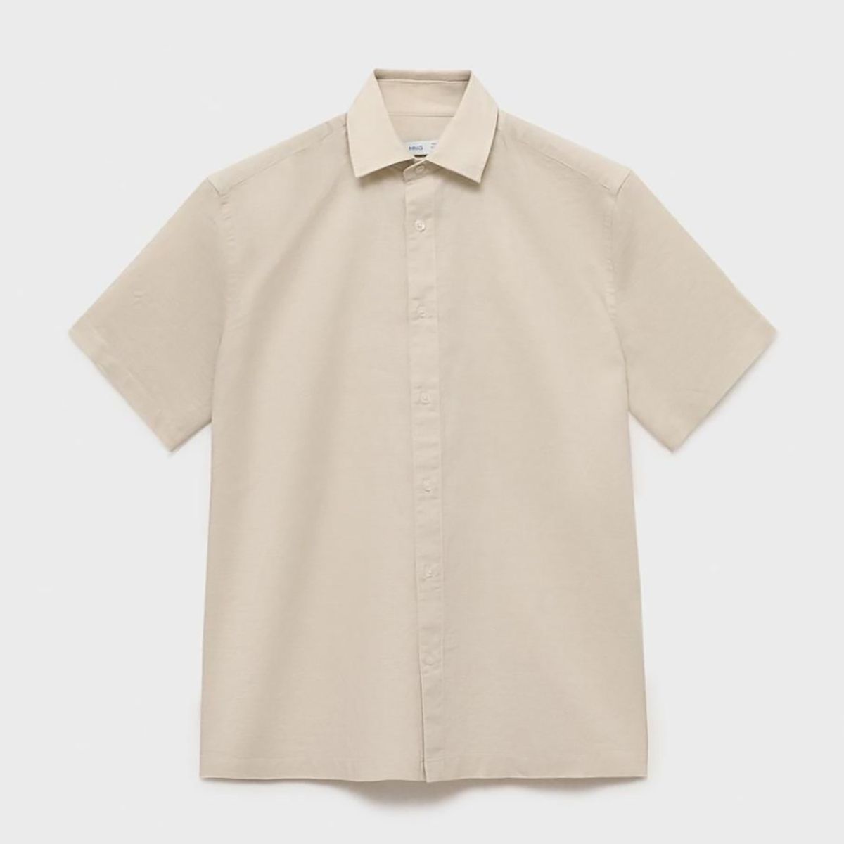 MANGO - Camisa Lino Manga Corta Mango Man