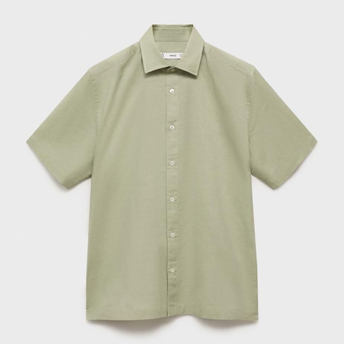 MANGO - Camisa Lino Manga Corta Mango Man