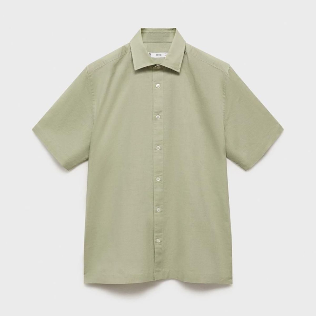 MANGO - Camisa Lino Manga Corta Mango Man