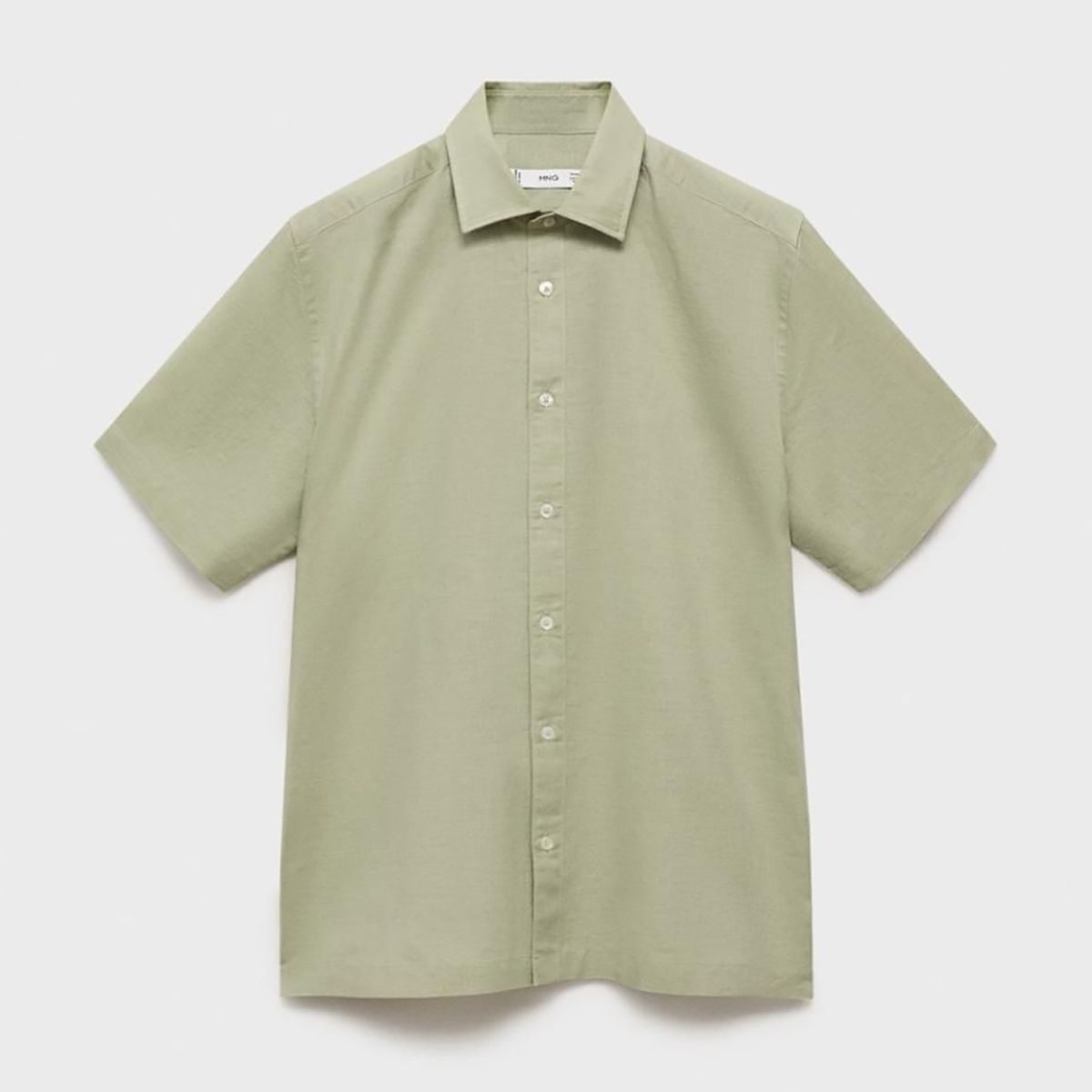 MANGO - Camisa Lino Manga Corta Mango Man