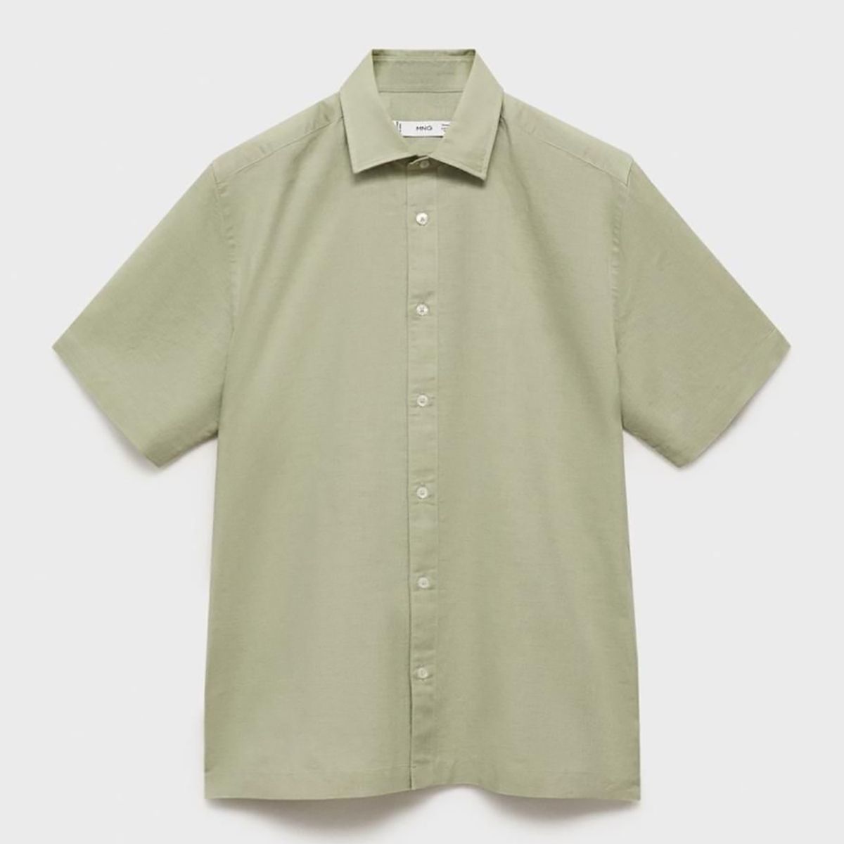 MANGO - Camisa Lino Manga Corta Mango Man