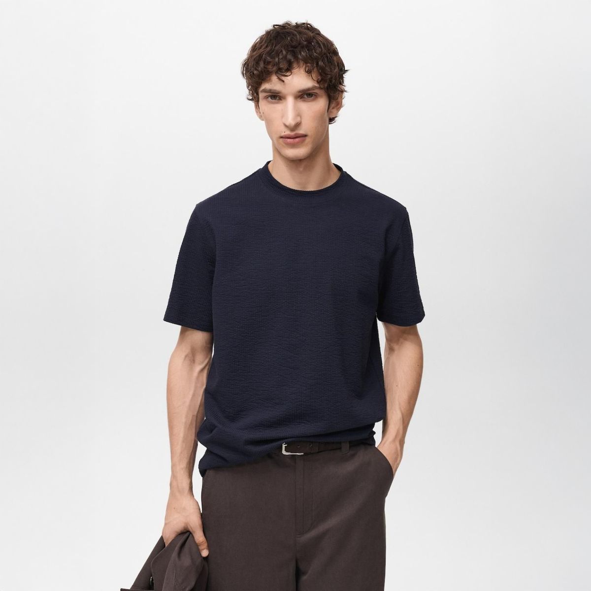 MANGO - Camiseta Algodón Seersucker Mango Man