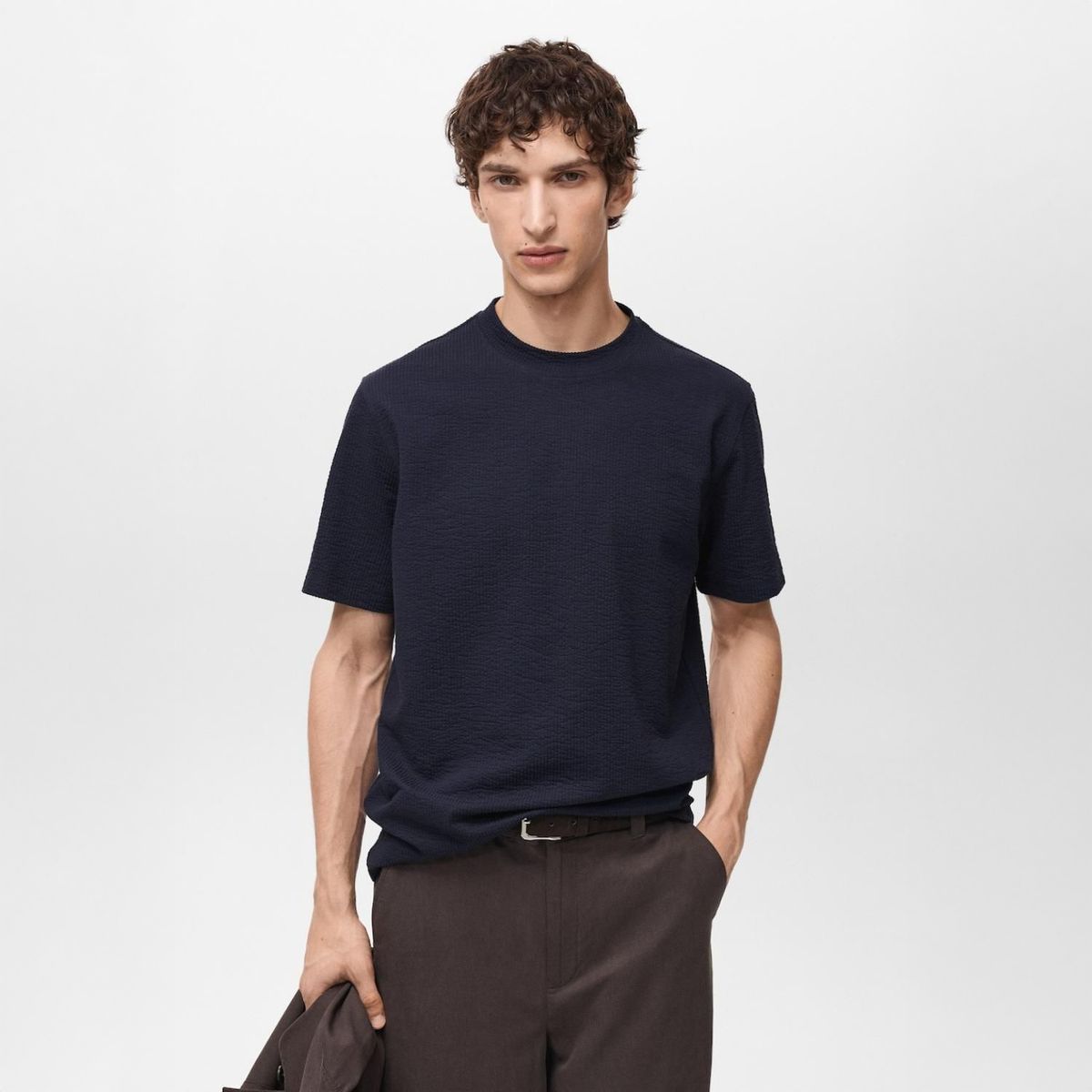 MANGO - Camiseta Algodón Seersucker Mango Man