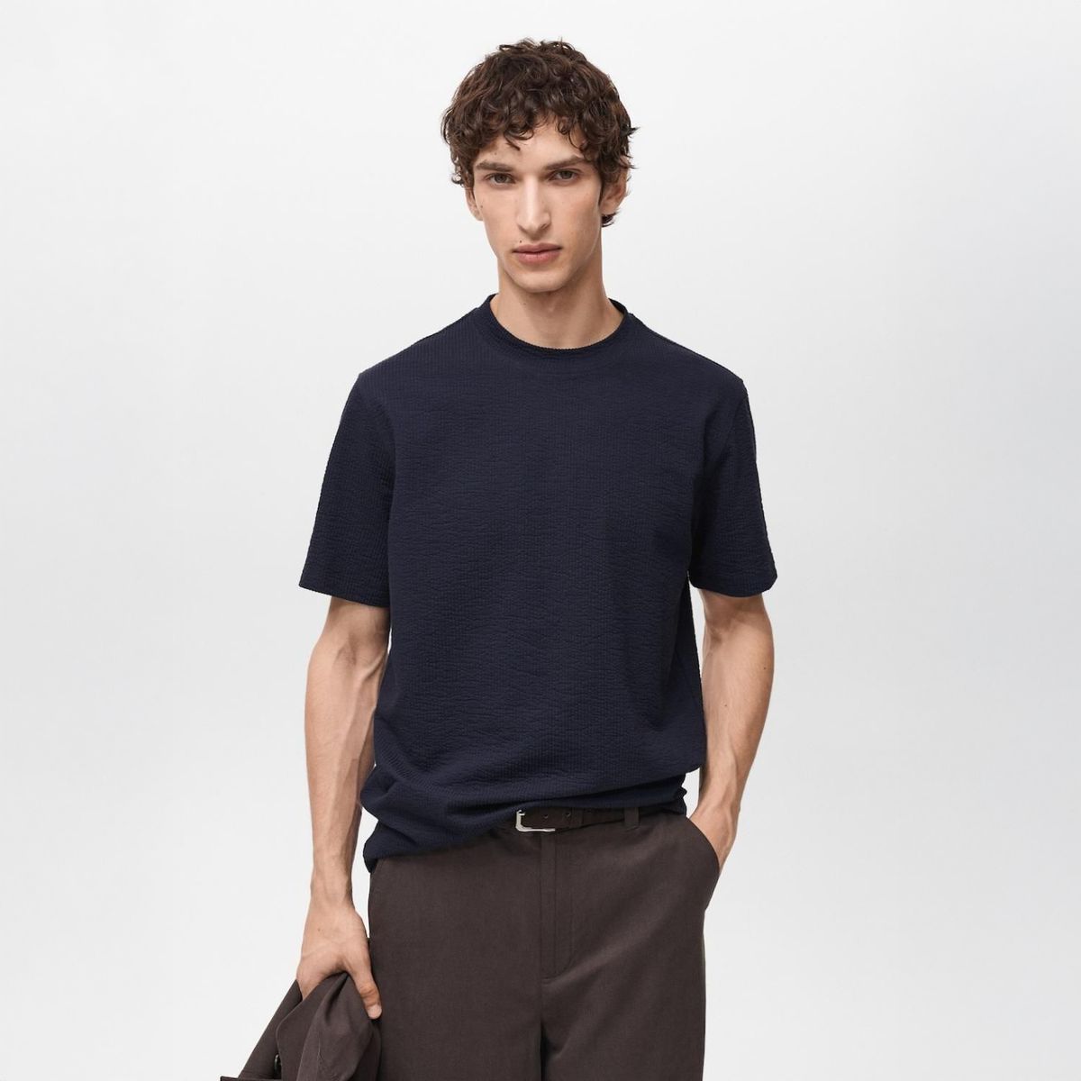 MANGO - Camiseta Algodón Seersucker Mango Man