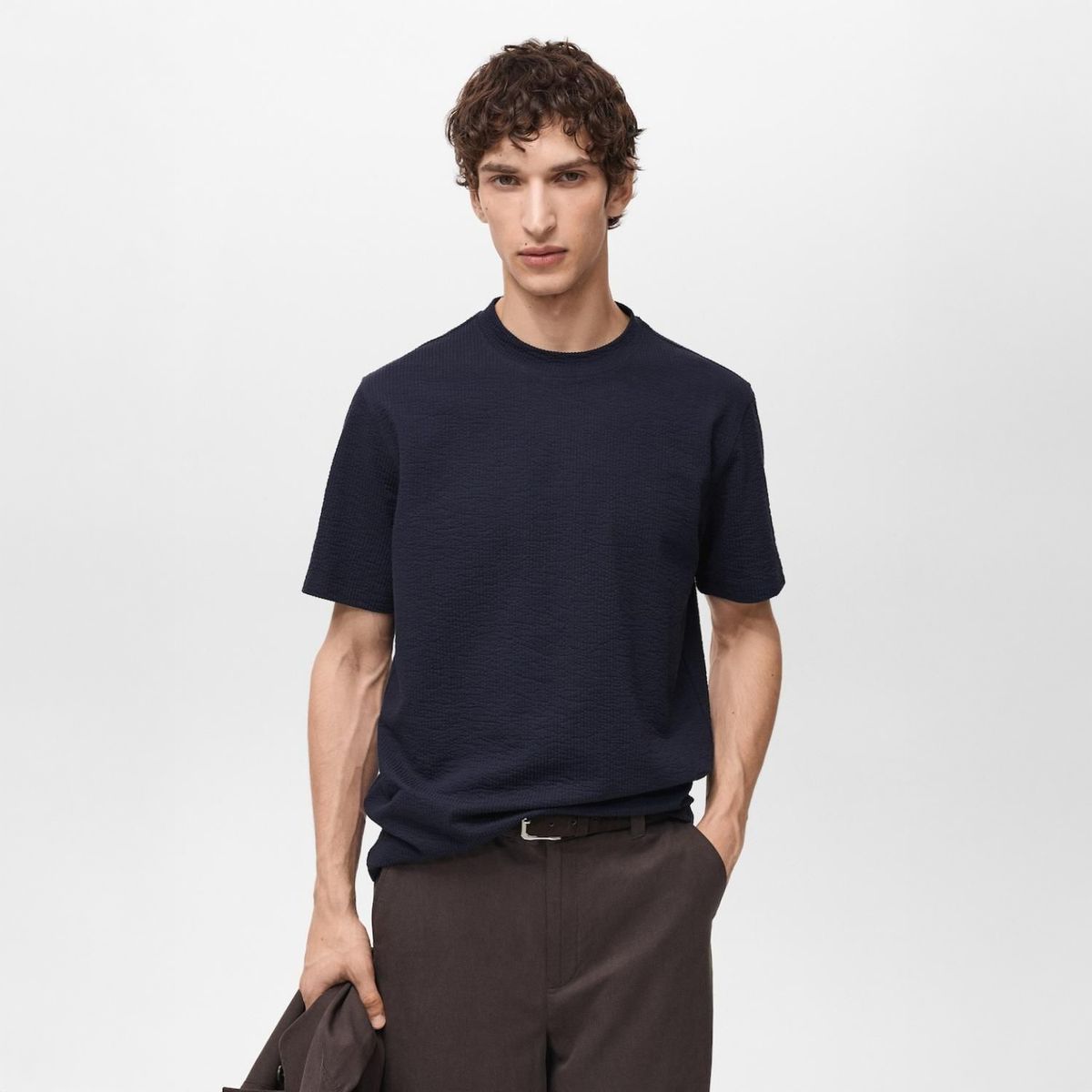 MANGO - Camiseta Algodón Seersucker Mango Man