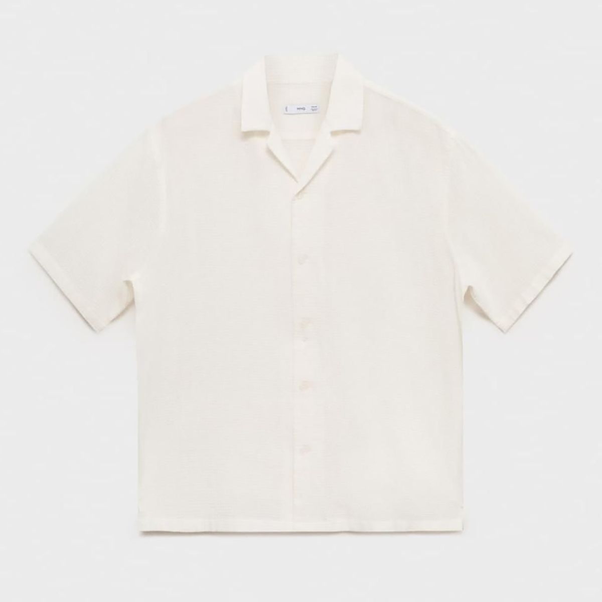 MANGO - Camisa Seersucker Cuello Bowling Mango Man