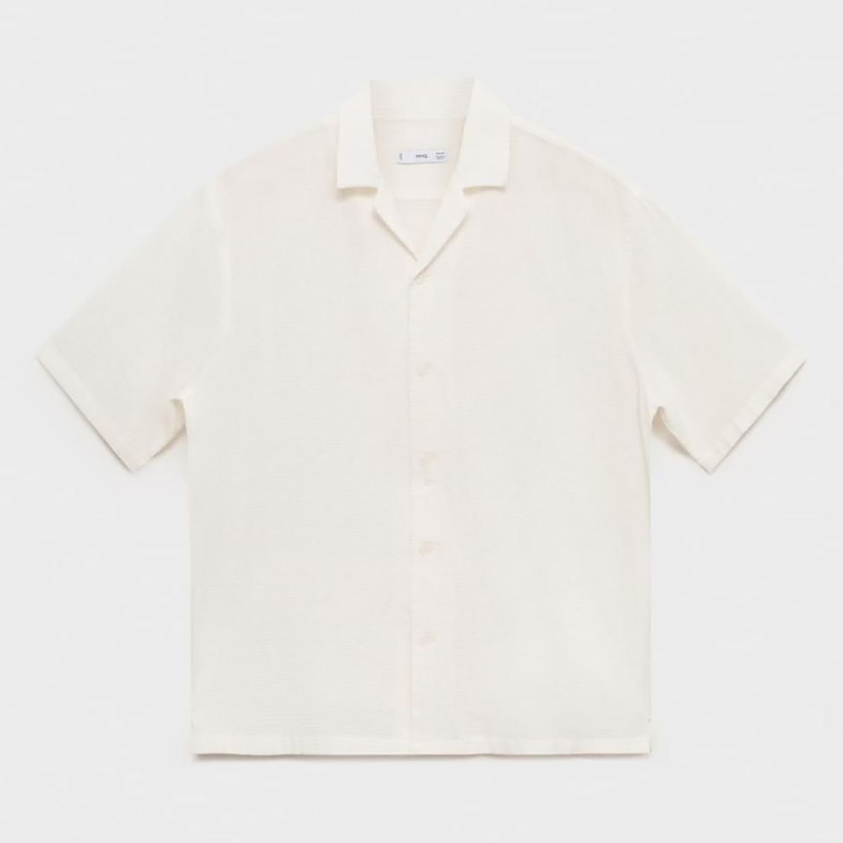MANGO - Camisa Seersucker Cuello Bowling Mango Man