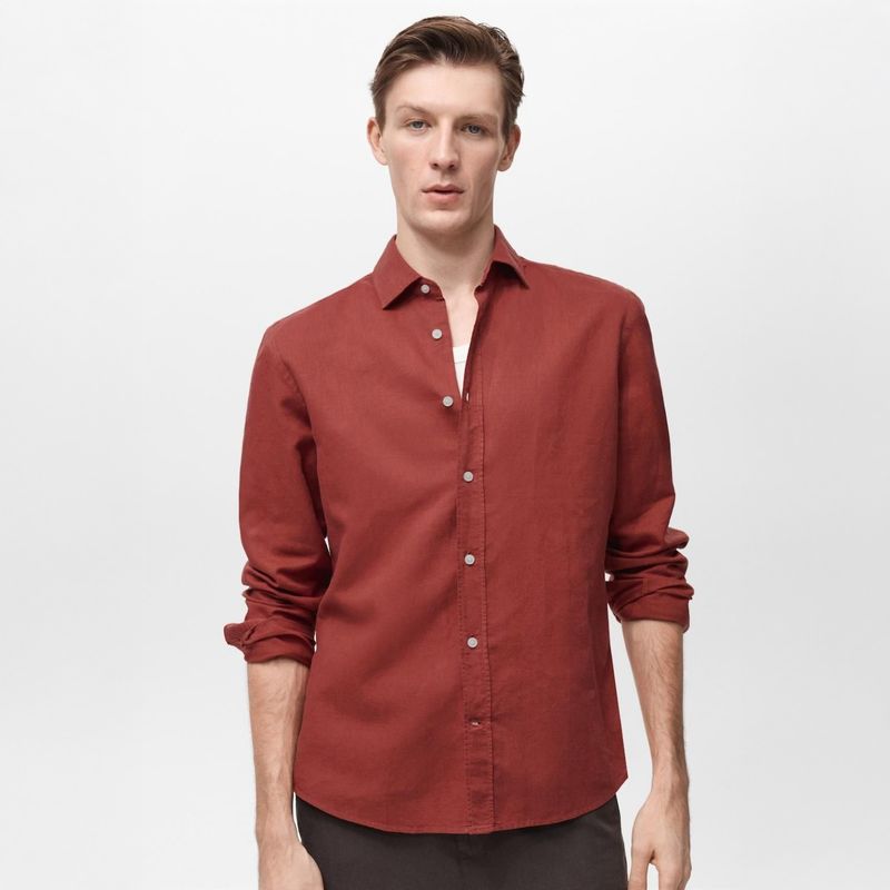 MANGO - Camisa Lino Casual Mango Man