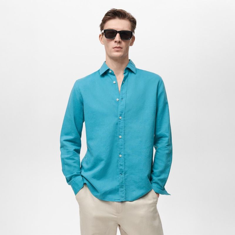 MANGO - Camisa Lino Casual Mango Man