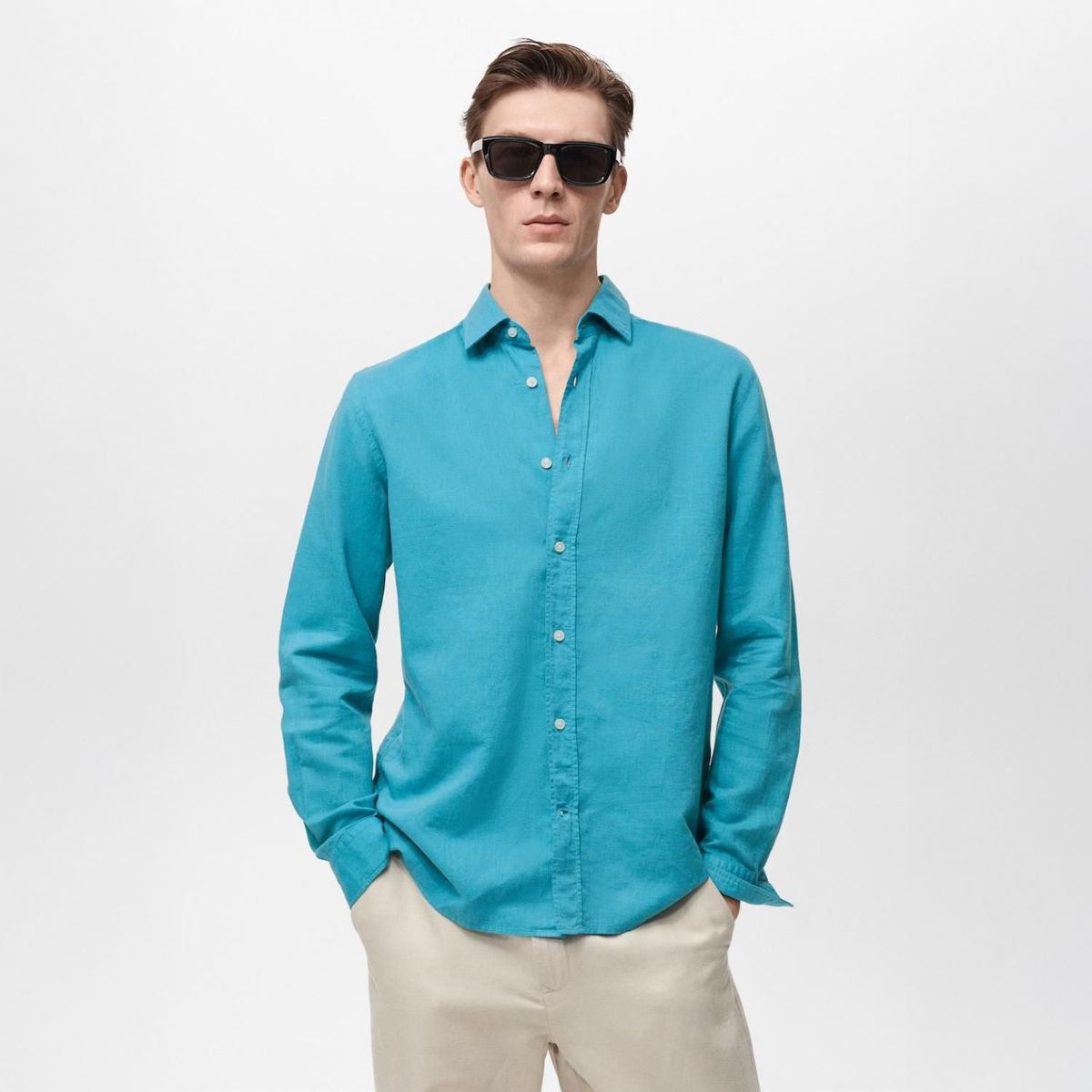 MANGO - Camisa Lino Casual Mango Man