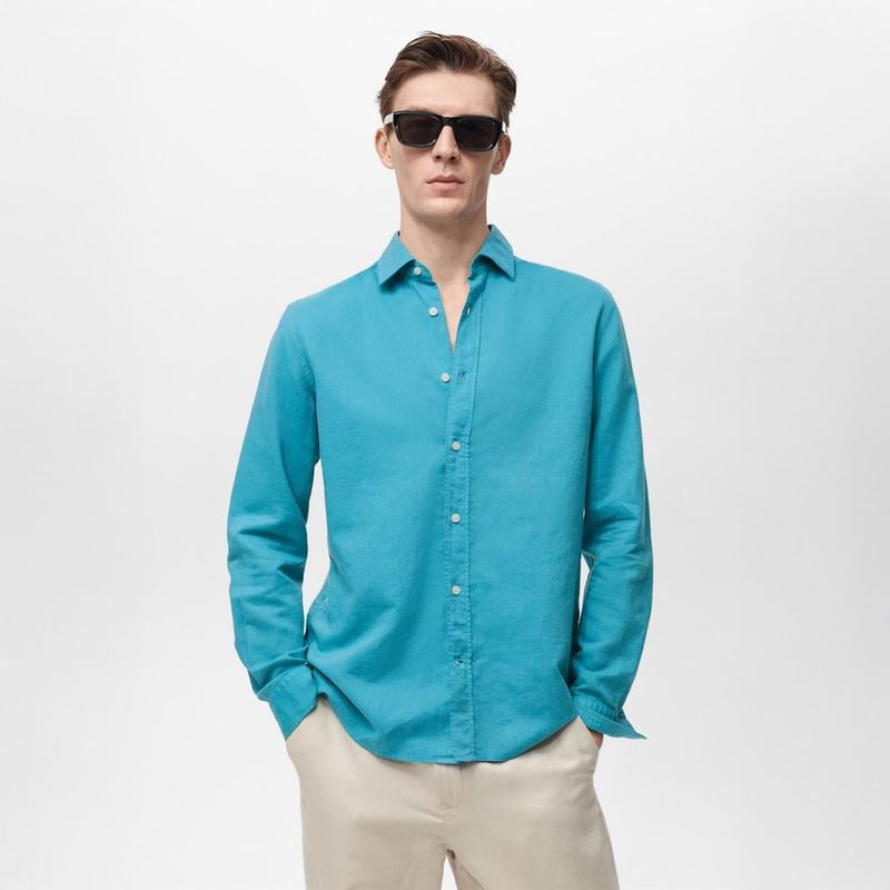 MANGO - Camisa Lino Casual Mango Man