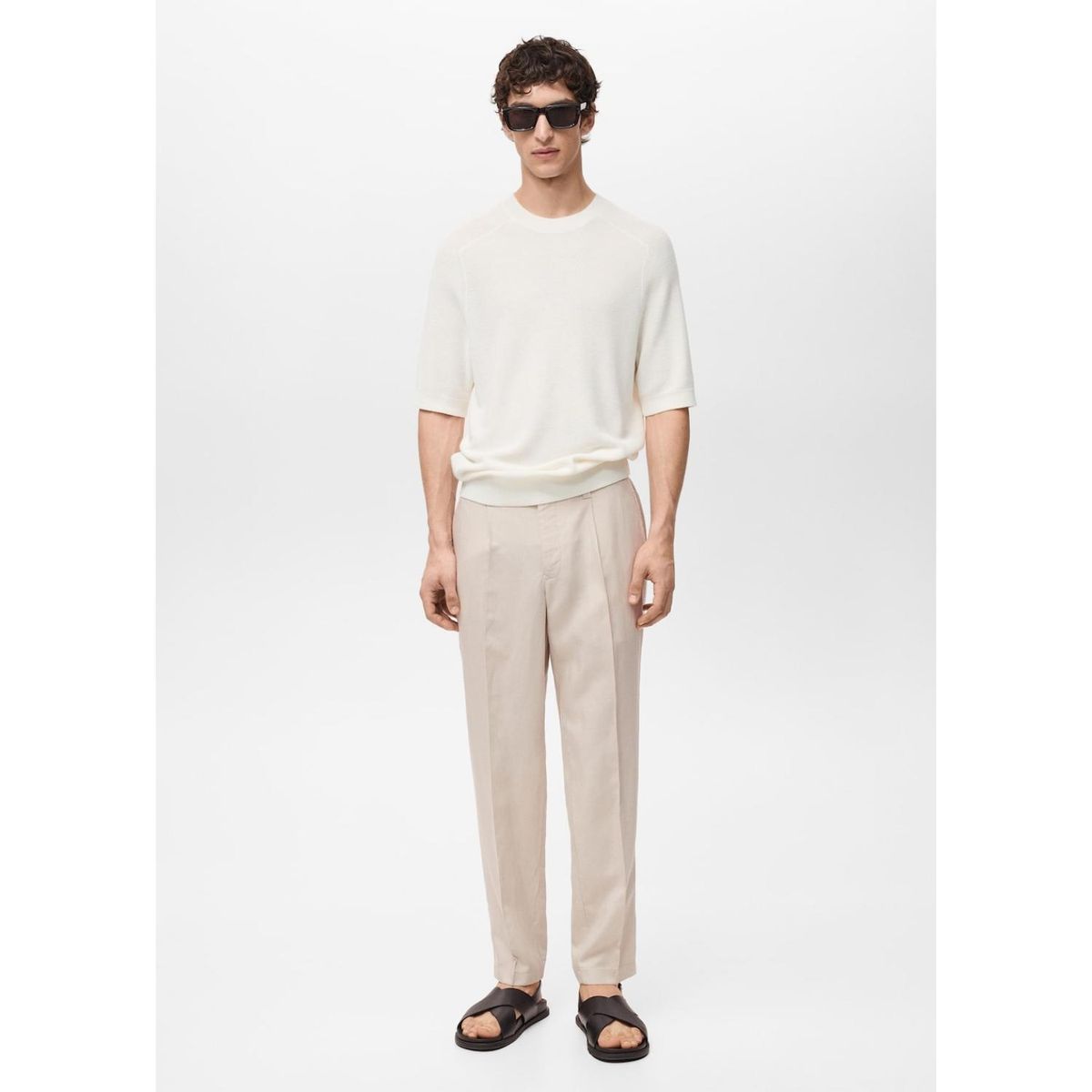 MANGO - Pantalón Lino Slim Fit Mango Man