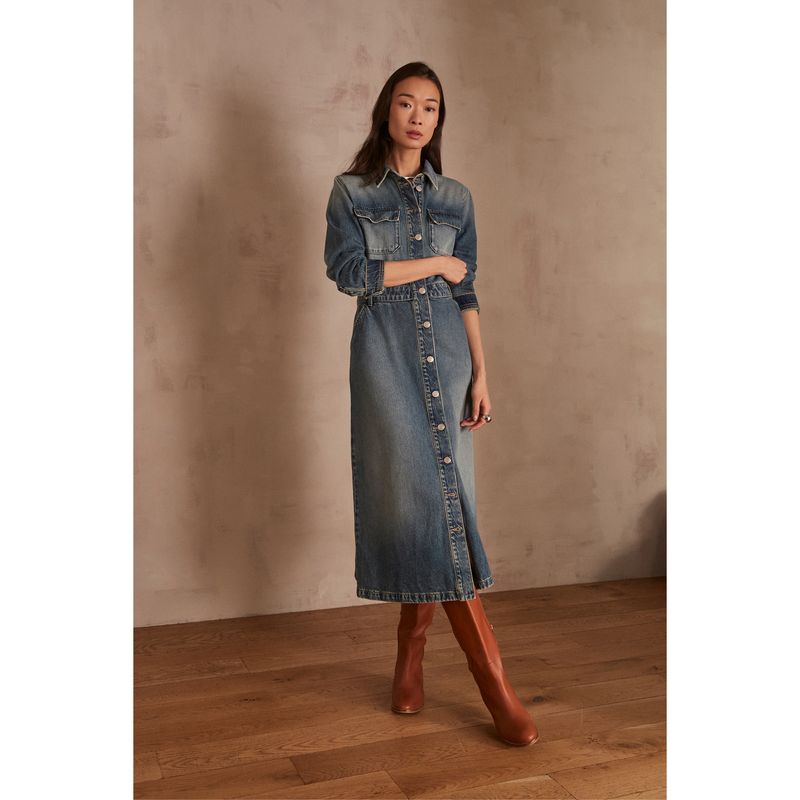 MAISON 123 - Vestido Denim Largo Mujer Maison 123