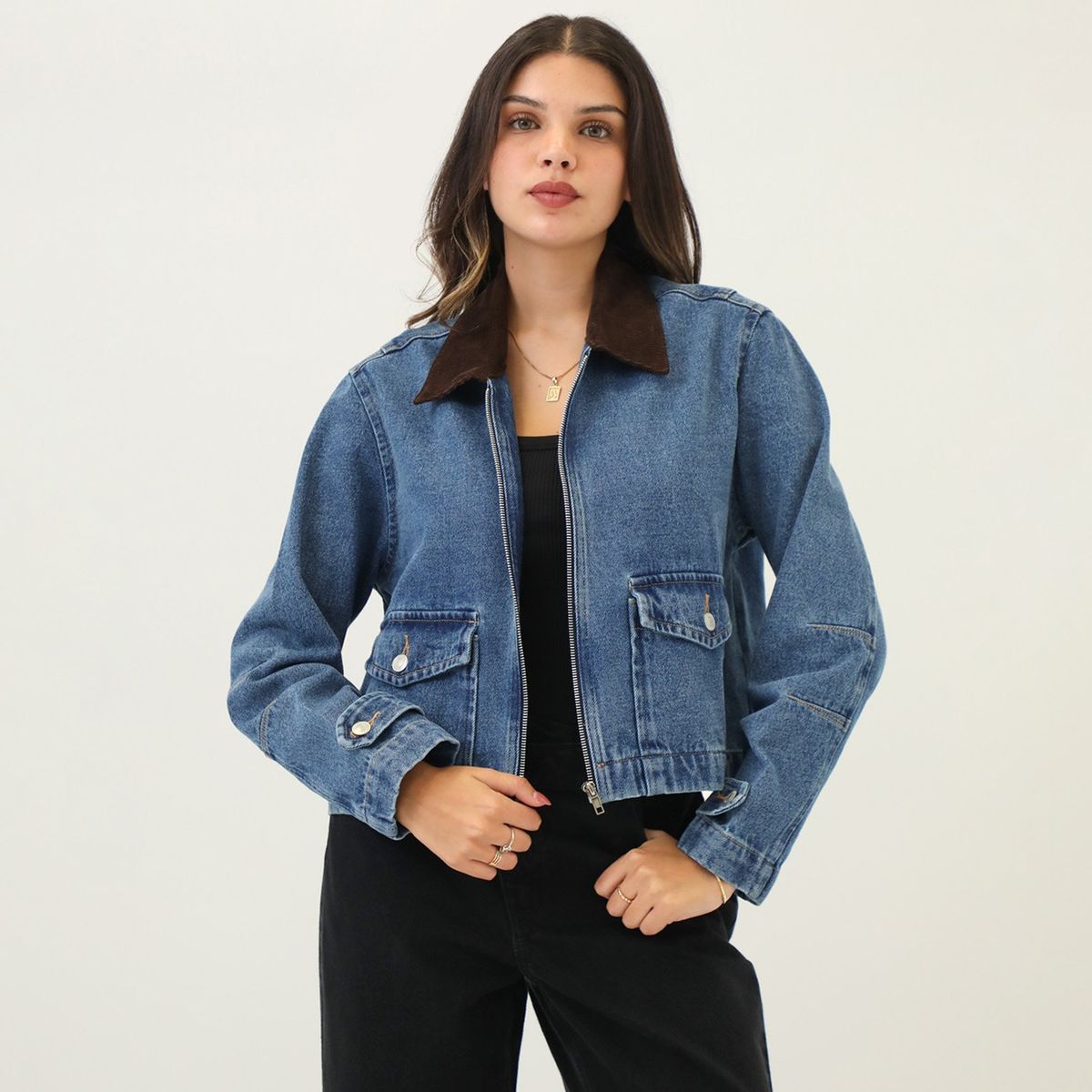 SYBILLA - Casaca Denim Casual Mujer