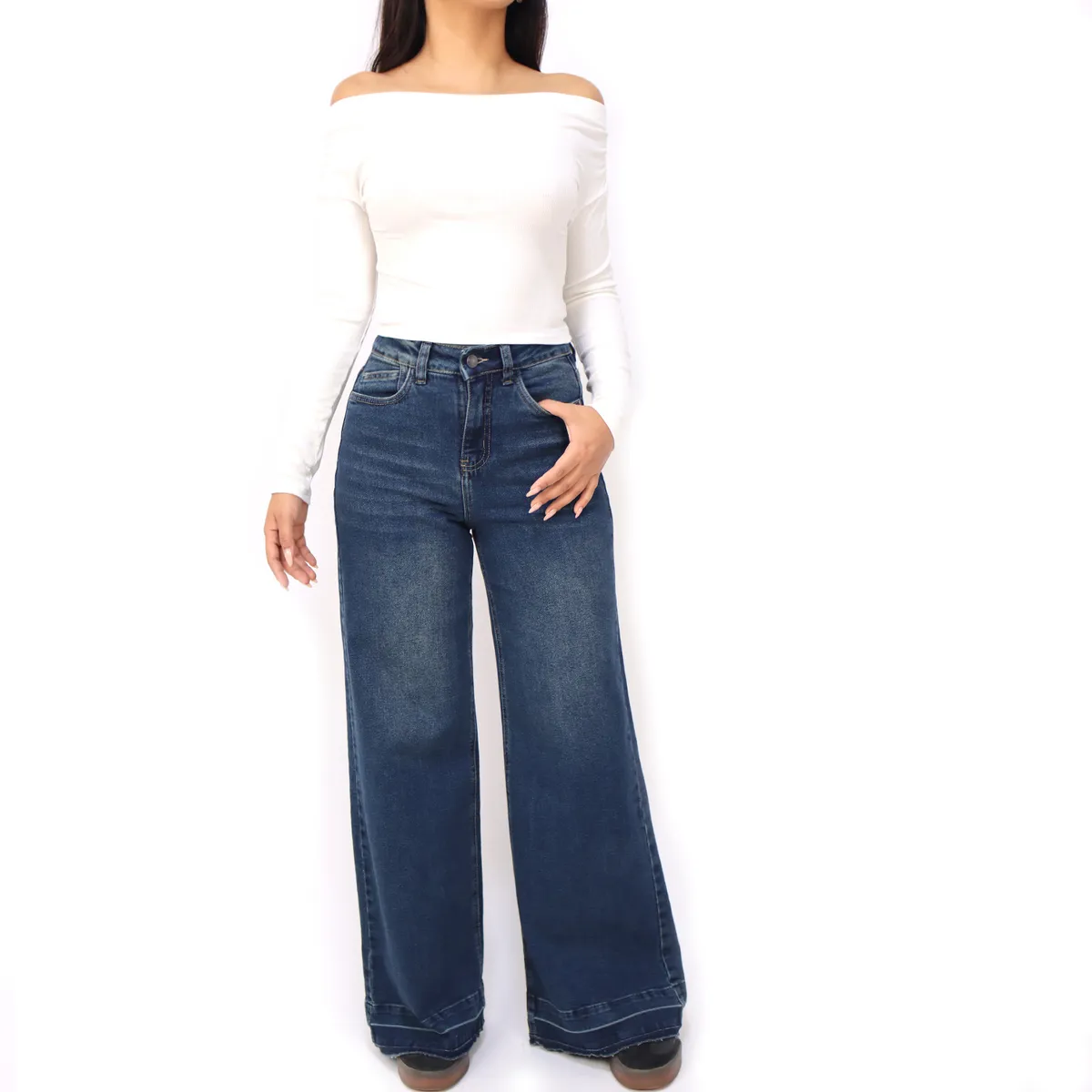 KAYRA POBLET - Jean Wide Leg Tiro Alto Mujer Kayra Poblet