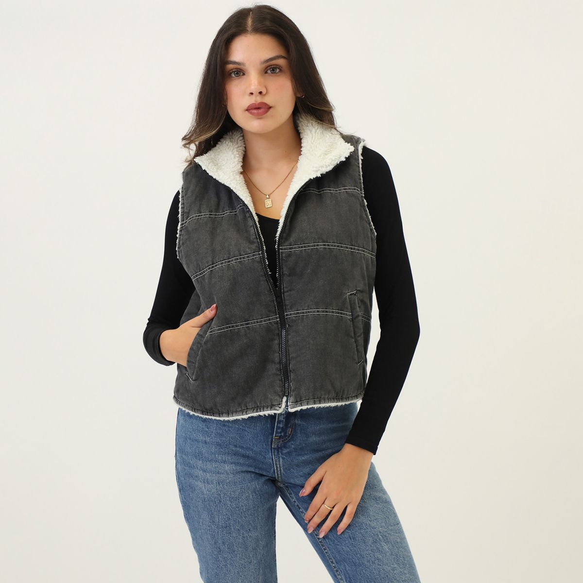 SYBILLA - Chaleco Denim Puffer Mujer Sybilla