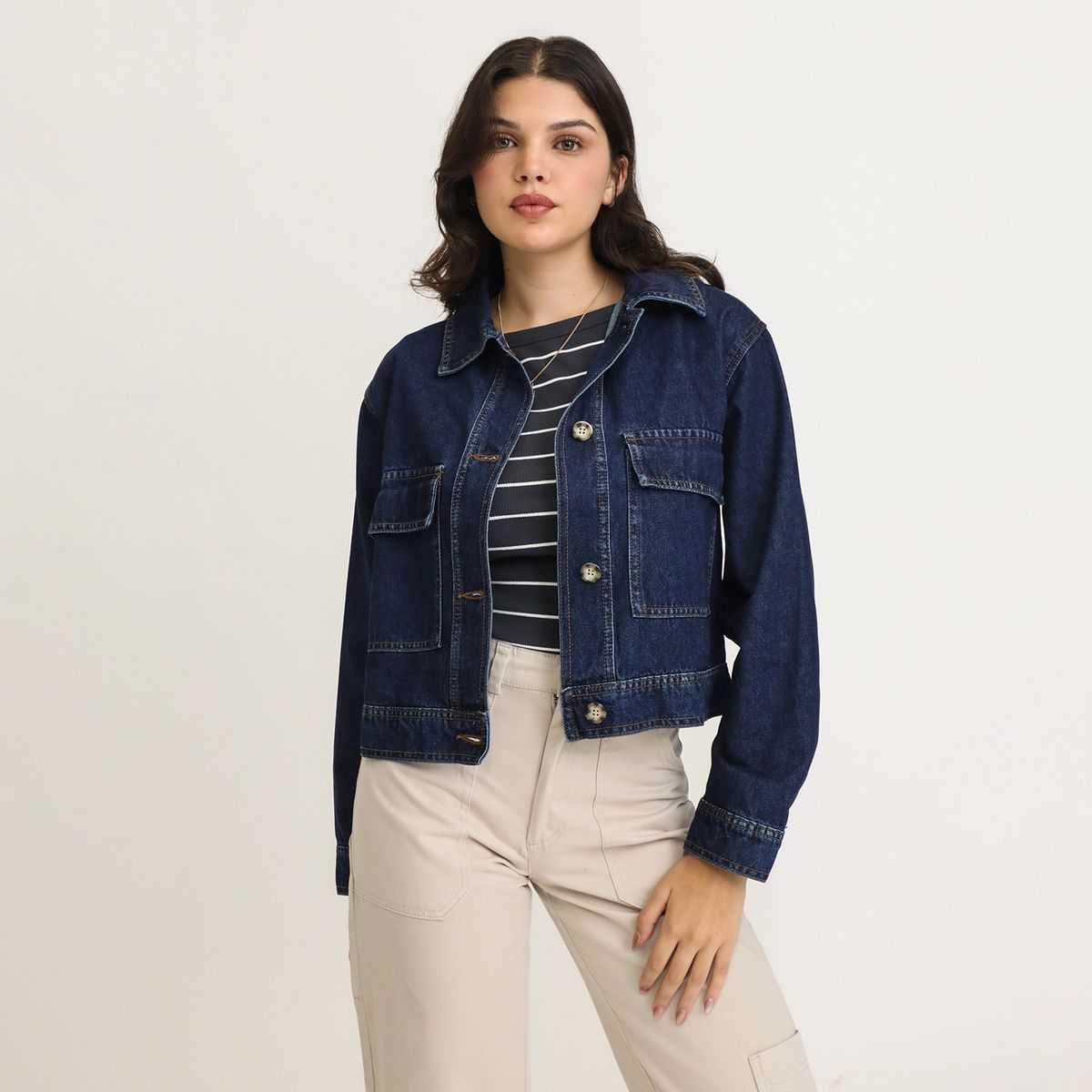 SYBILLA - Casaca Denim Casual Mujer