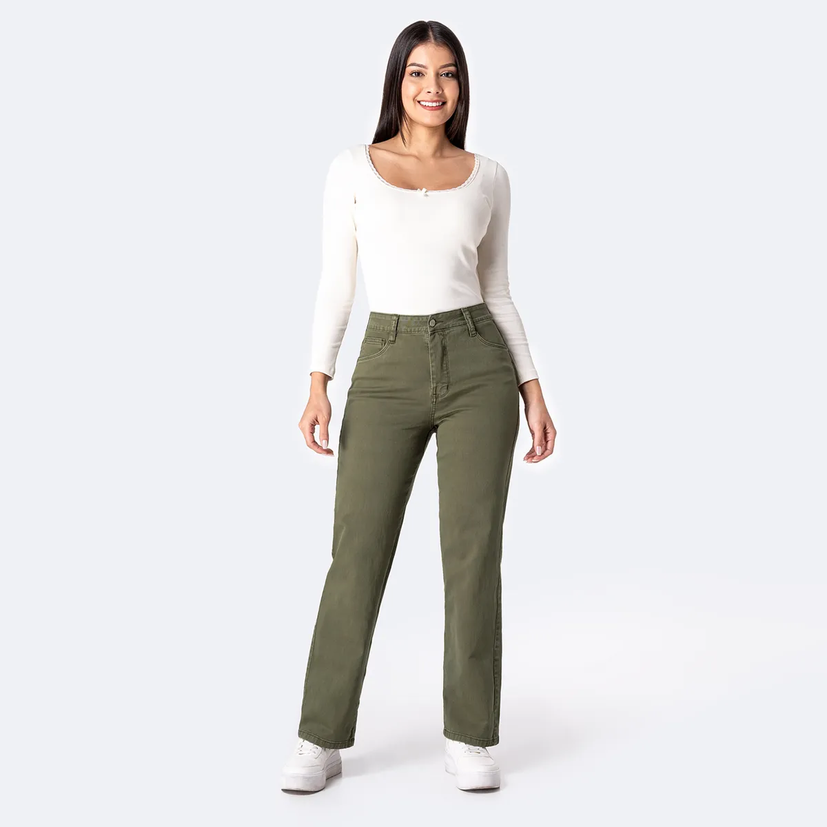 PIONIER - Pantalón Straight Algodón Mujer Pionier