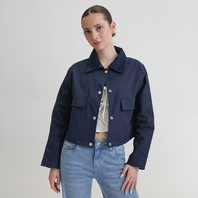 AMERICAN ABBEY - Casaca Drill Cuello Corduroy