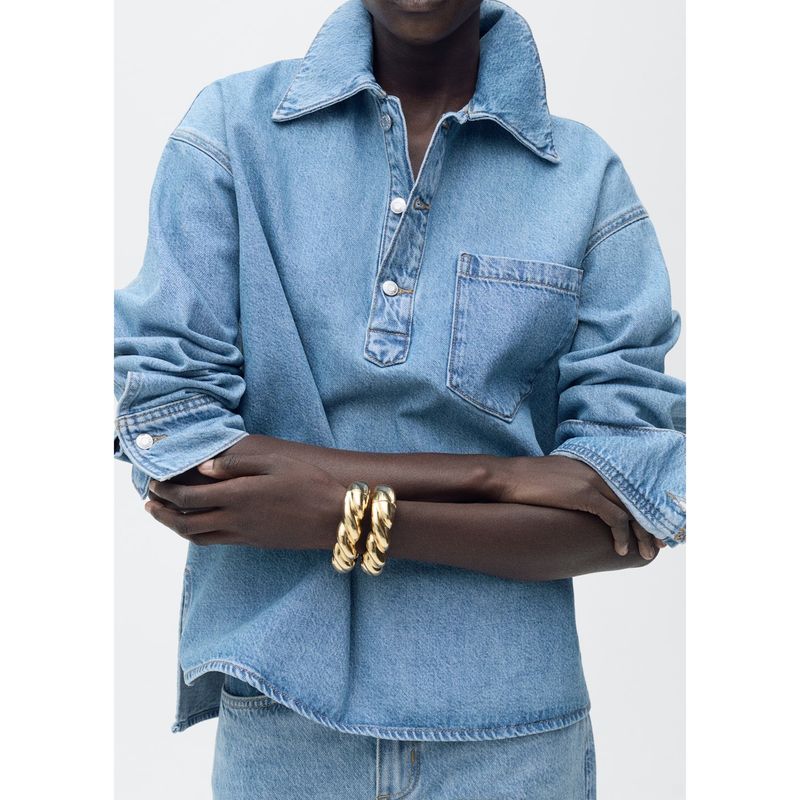 MANGO - Blusa 100% Algodón Mujer Mango