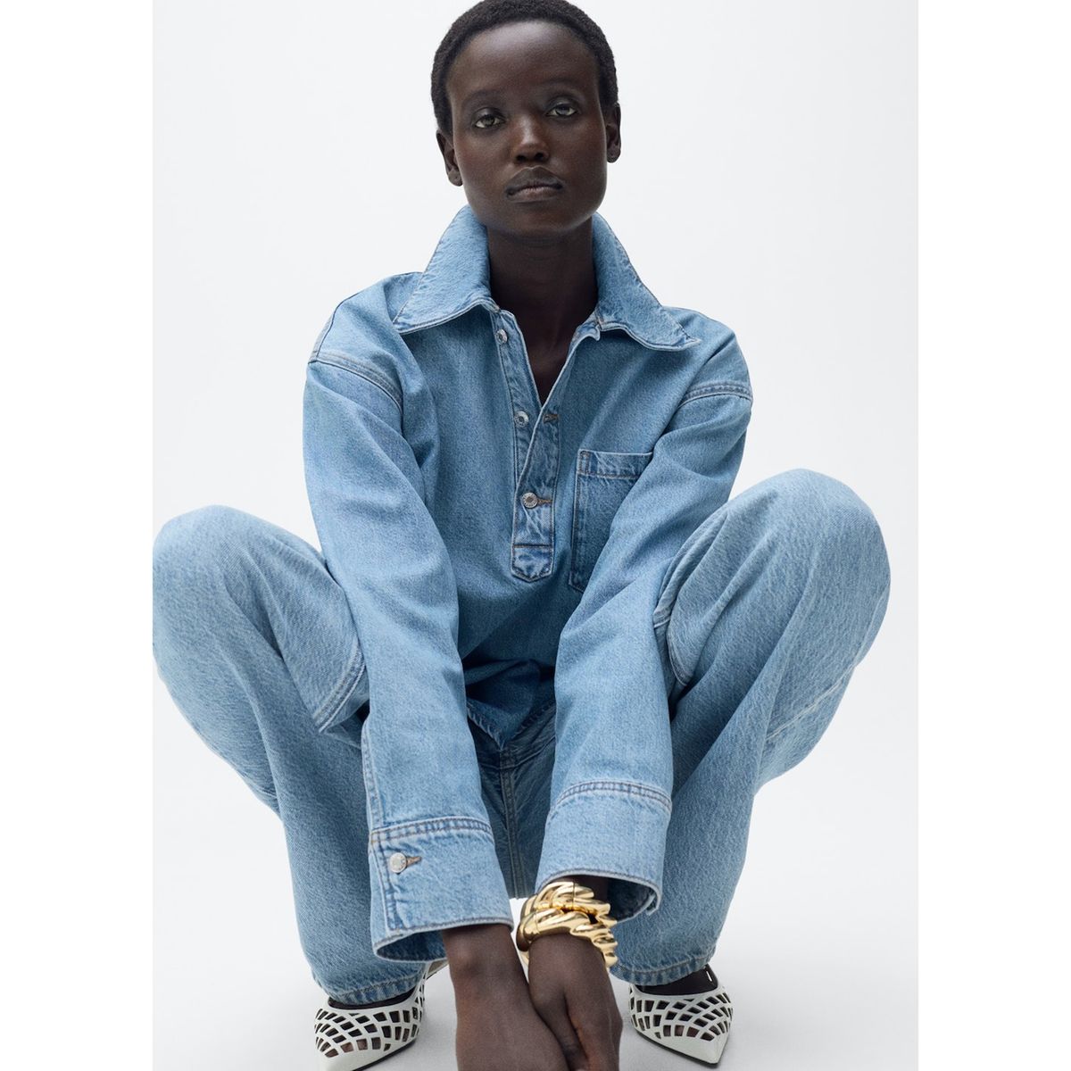 MANGO - Blusa 100% Algodón Mujer Mango