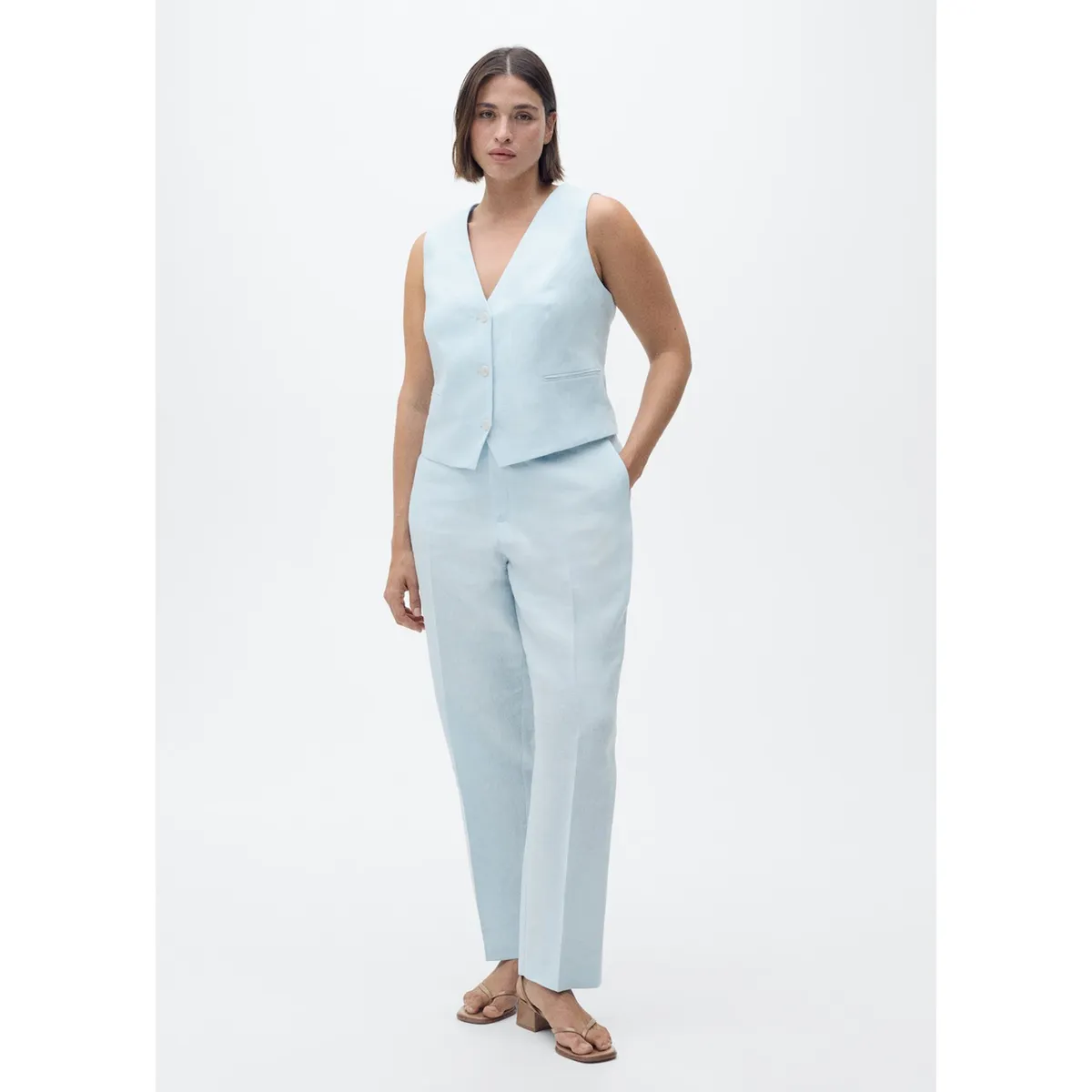 MANGO - Pantalón De Lino Mujer Mango