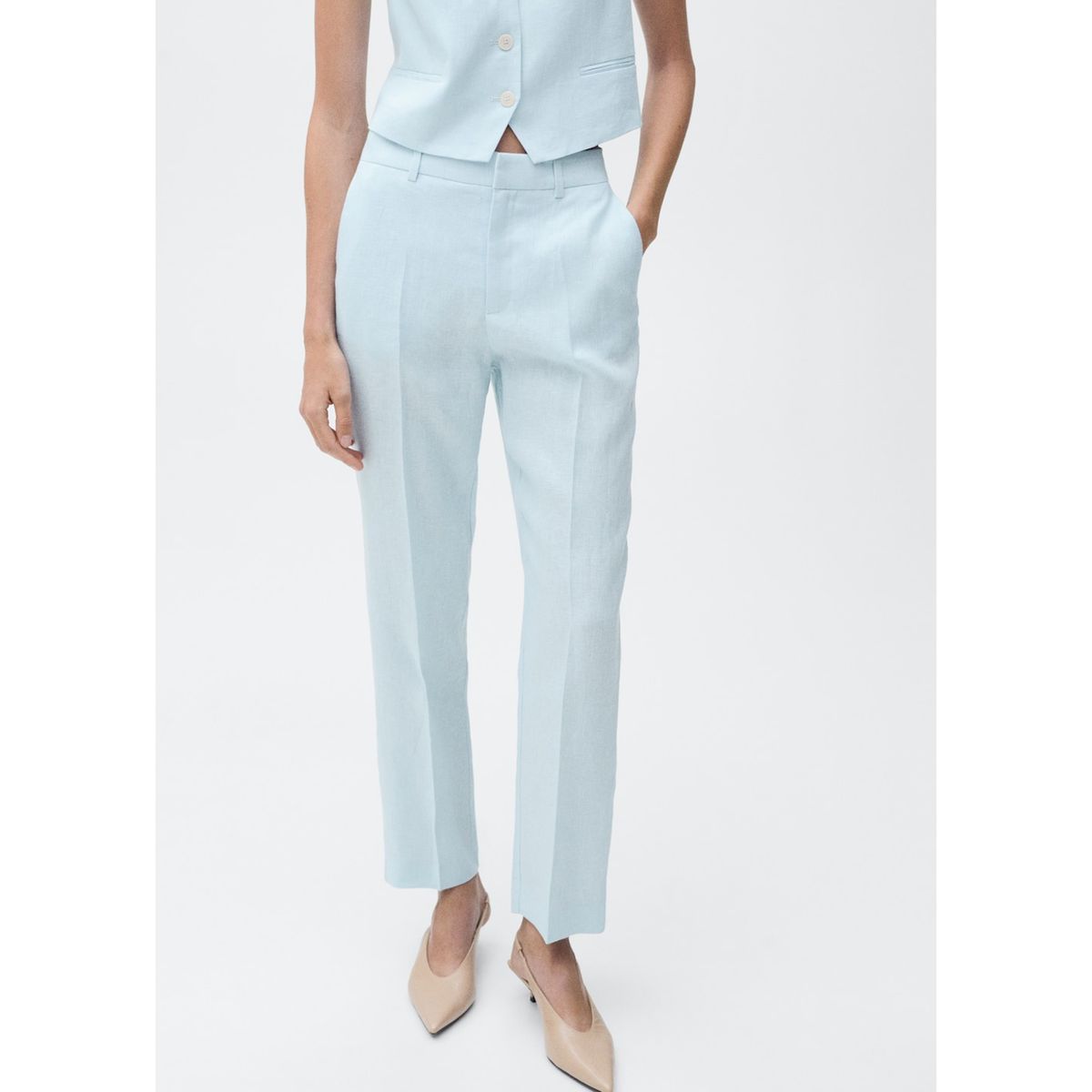 MANGO - Pantalón De Lino Mujer Mango