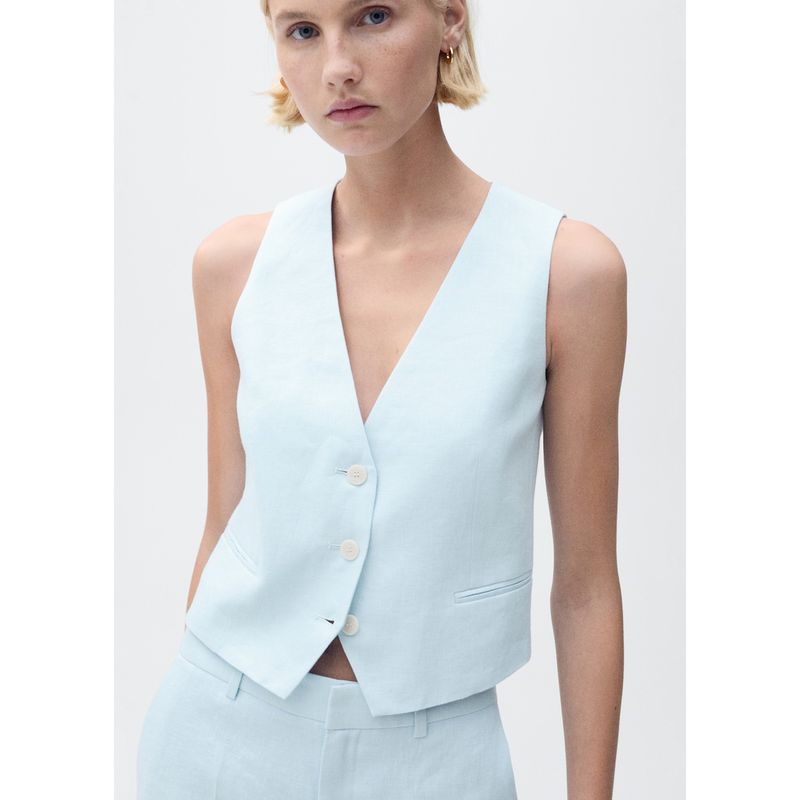 MANGO - Chaleco 100% Lino Mujer Mango