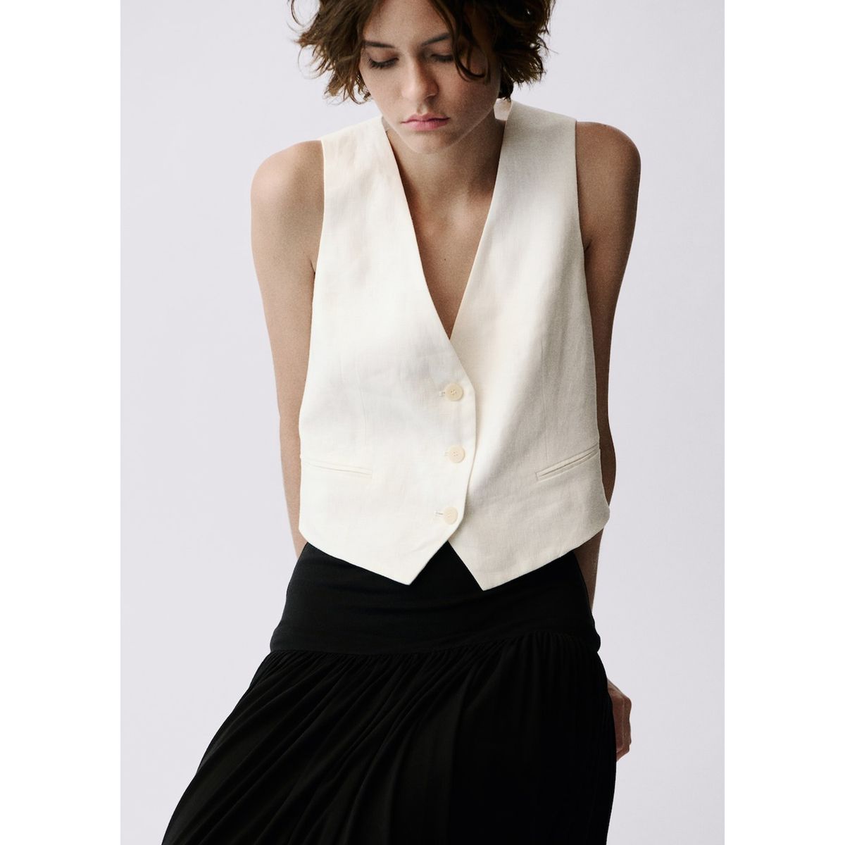 MANGO - Chaleco 100% Lino Mujer Mango