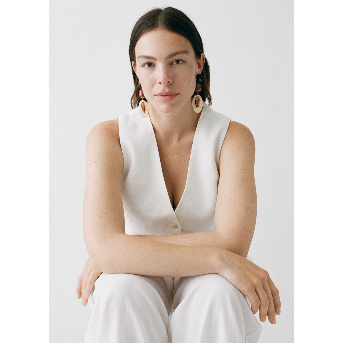 MANGO - Chaleco 100% Lino Mujer Mango