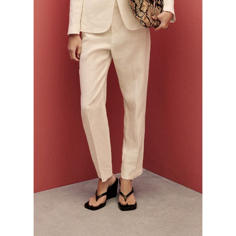 MANGO - Pantalón De Lino Mujer Mango