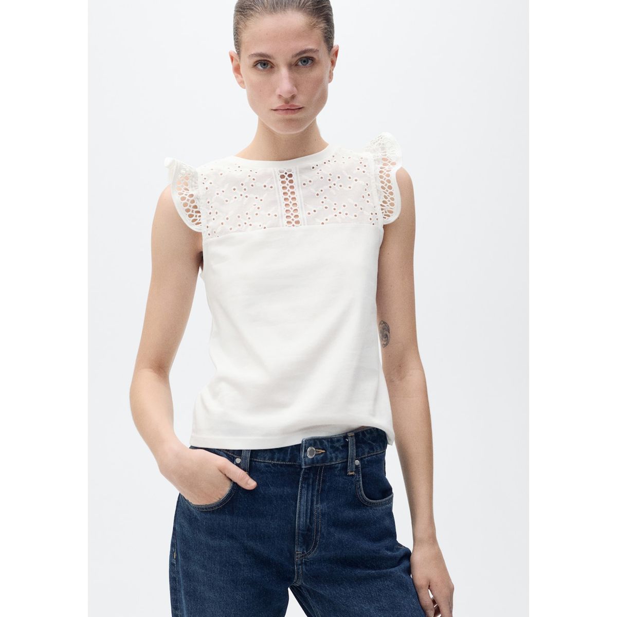 MANGO - Top 100% Algodón Mujer Mango