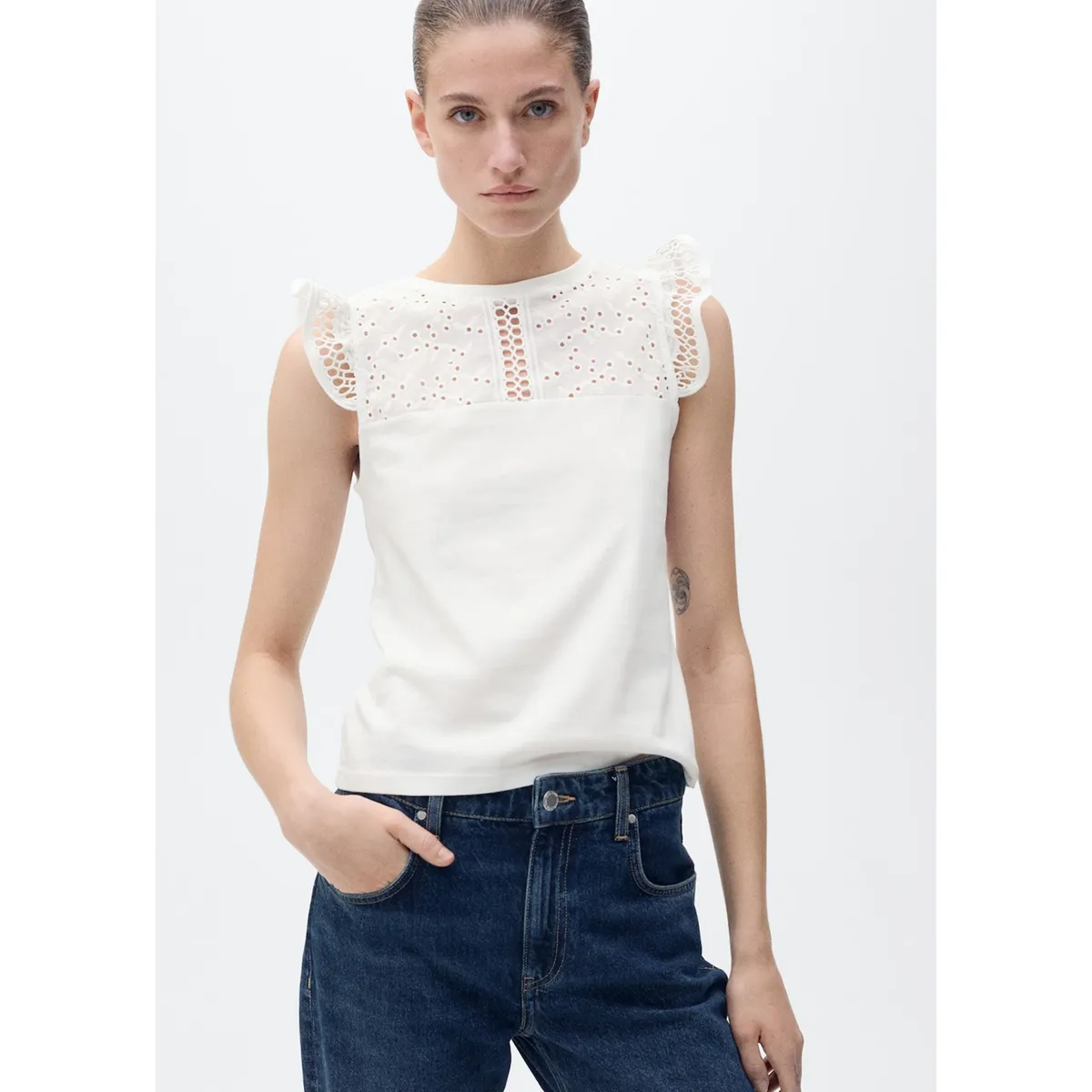 MANGO - Top 100% Algodón Mujer Mango