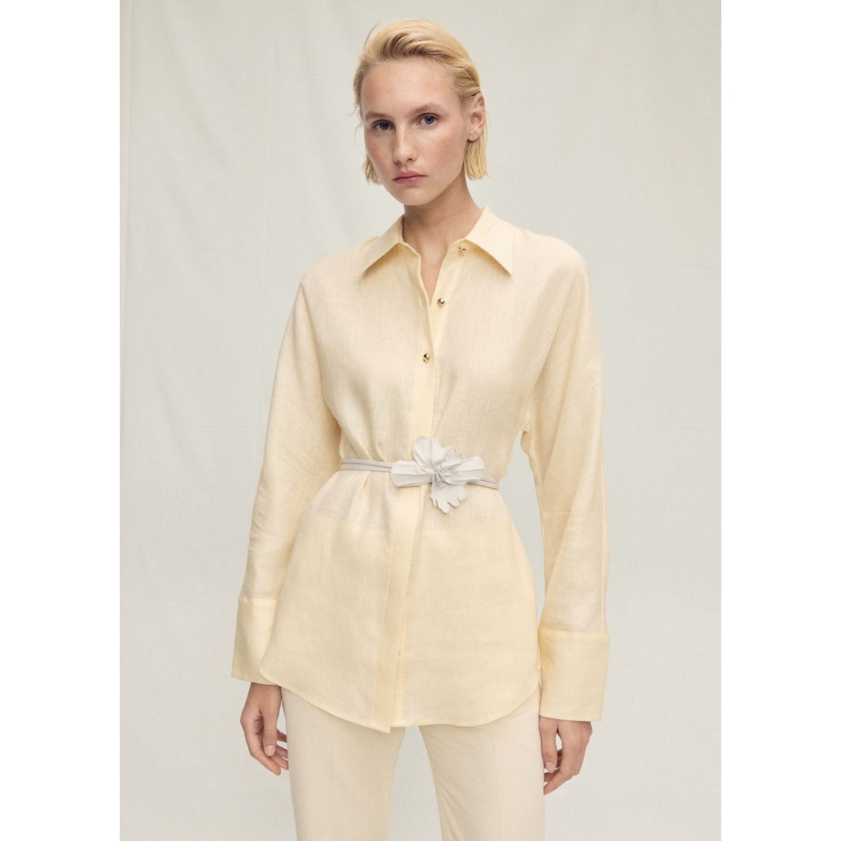 MANGO - Blusa 100% Lino Mujer Mango