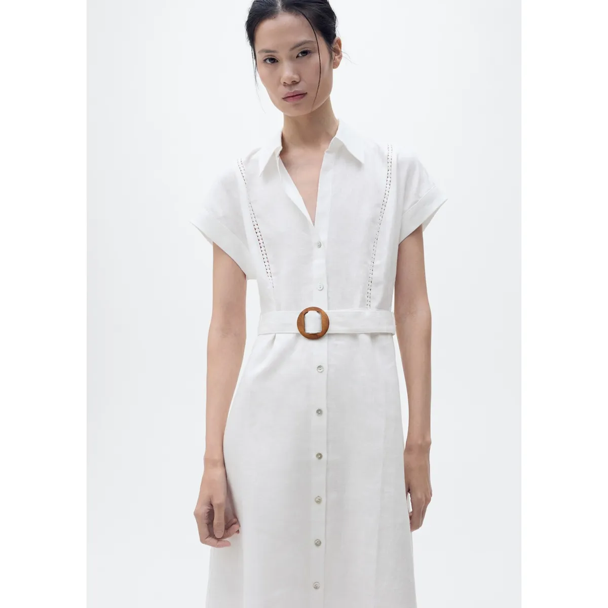 MANGO - Vestido Largo De Lino Mujer Mango