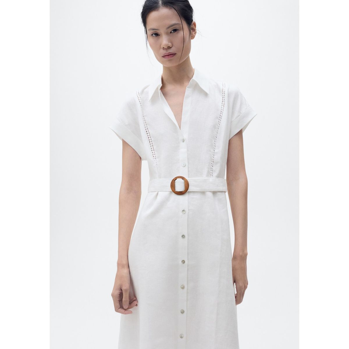 MANGO - Vestido Largo De Lino Mujer Mango